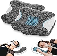 Vista 13 de Elviros Almohada cervical CPAP para el cuello para dormir, almohada ergonómica de altura ajustable para el cuello, almohada de espuma viscoelástica