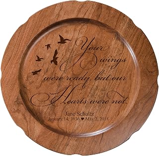 LifeSong Milestones Decorative Custom Memorial 12" Plate Your Wings Funeral Condolence Gift in Loving Memory for Loss of Loved One Remembrance Bereavement Keepsake