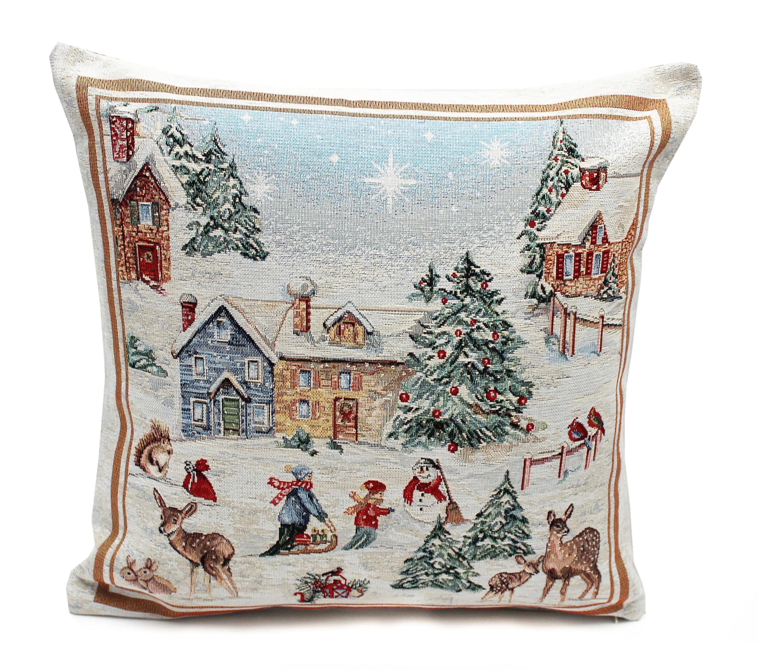 Peggy Wilkins Village View Christmas Tapestry Cushion - 45cm x 45cm