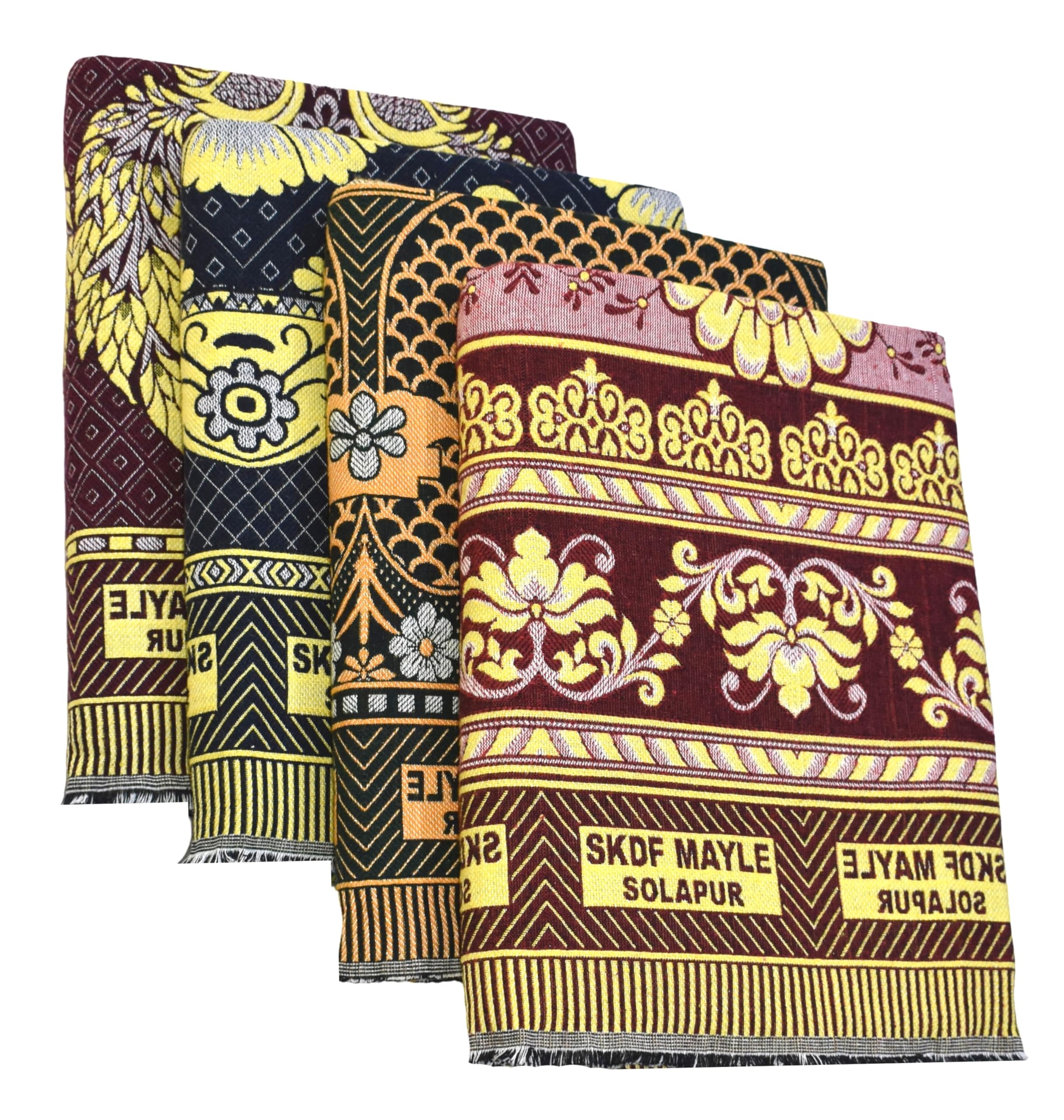 TUNI MANI Solapur Chaddar Cotton Bedsheet/Blanket | Multicolour Floral Design | Size : 60" X 90"inches (5 x 7.5 Feet) | Queen | (Pattern May Vary) (Pack of 4) (B0B5RVMLHX) Amazon Price History, Amazon Price Tracker