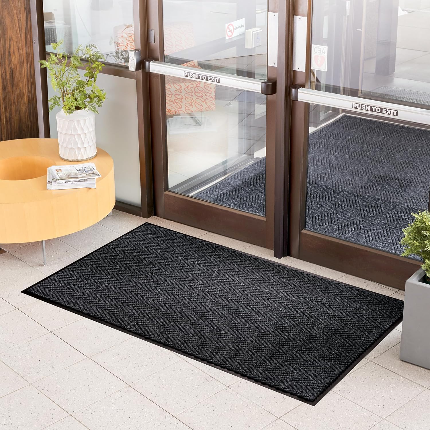 Consolidated Plastics Premiere Brush Dry Entrance Floor Mat with Non-Slip Rubber Backing, Absorbs Water, 37 Oz Heavy Duty Carpet Rug Commercial Grade (3' x 10', Charcoal)