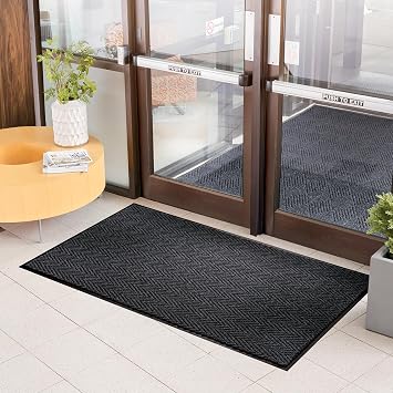 Consolidated Plastics Premiere Brush Dry Entrance Floor Mat with Non-Slip Rubber Backing, Absorbs Water, 37 Oz Heavy Duty Carpet Rug Commercial Grade 4 x 8, Charcoal
