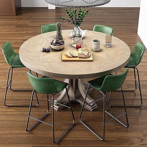 Miniatura 8 de Juego de 3 taburetes de bar de 26 pulgadas, modernos taburetes de bar de altura de barra, taburetes de bar de cuero sintético con respaldo y patas