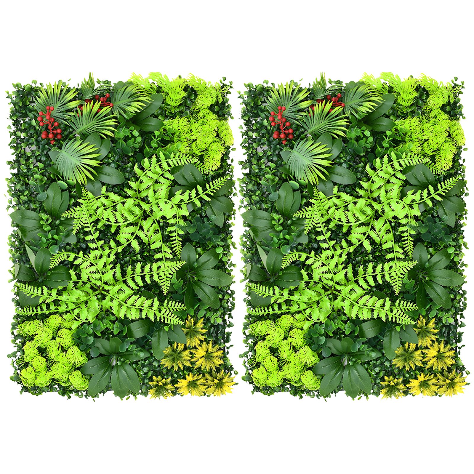 2 panneaux artificiels de mur vivant, panneaux muraux de plantes d'herbe 60x40 cm, panneaux de haie de protection de la vie privée verts pour mur vivant, clôture pour jardin à domicile, printemps