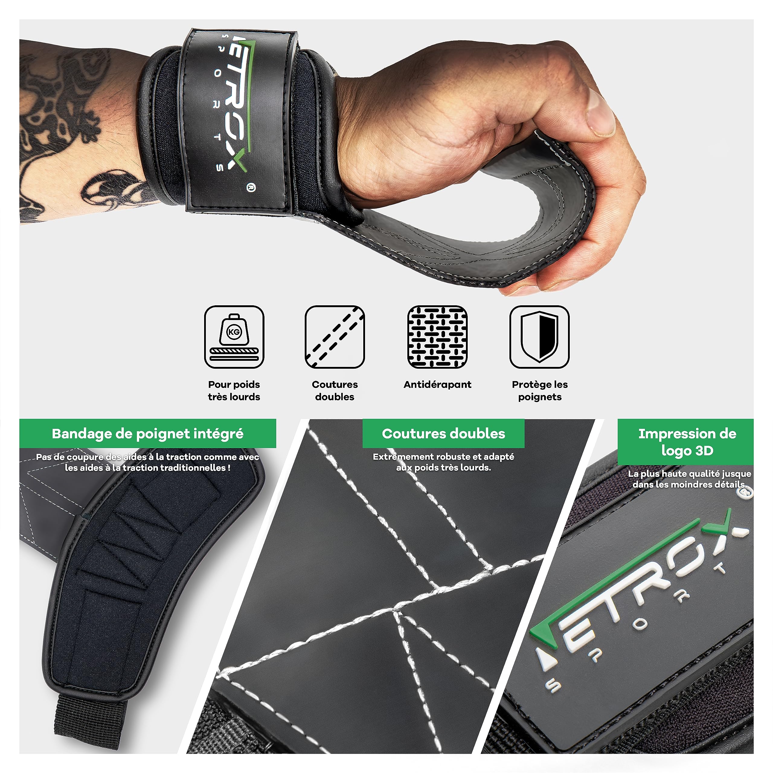 Hyper Grips pour Musculation – Sangles de tirage résistantes pour Fitness et Levage, idéales pour Sangle Poignet, Straps Homme, Accessoires de Sport, Sangle de Levage et Bandes Musculation