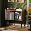 Record Player Table, Mid-Century Record Player Stand with Vinyl Storage Hold Up to 150+ Albums, Vinyl Record Cabinet with Adjustable Shelves, Wood Turntable Stand for Music Living Room (Brown)