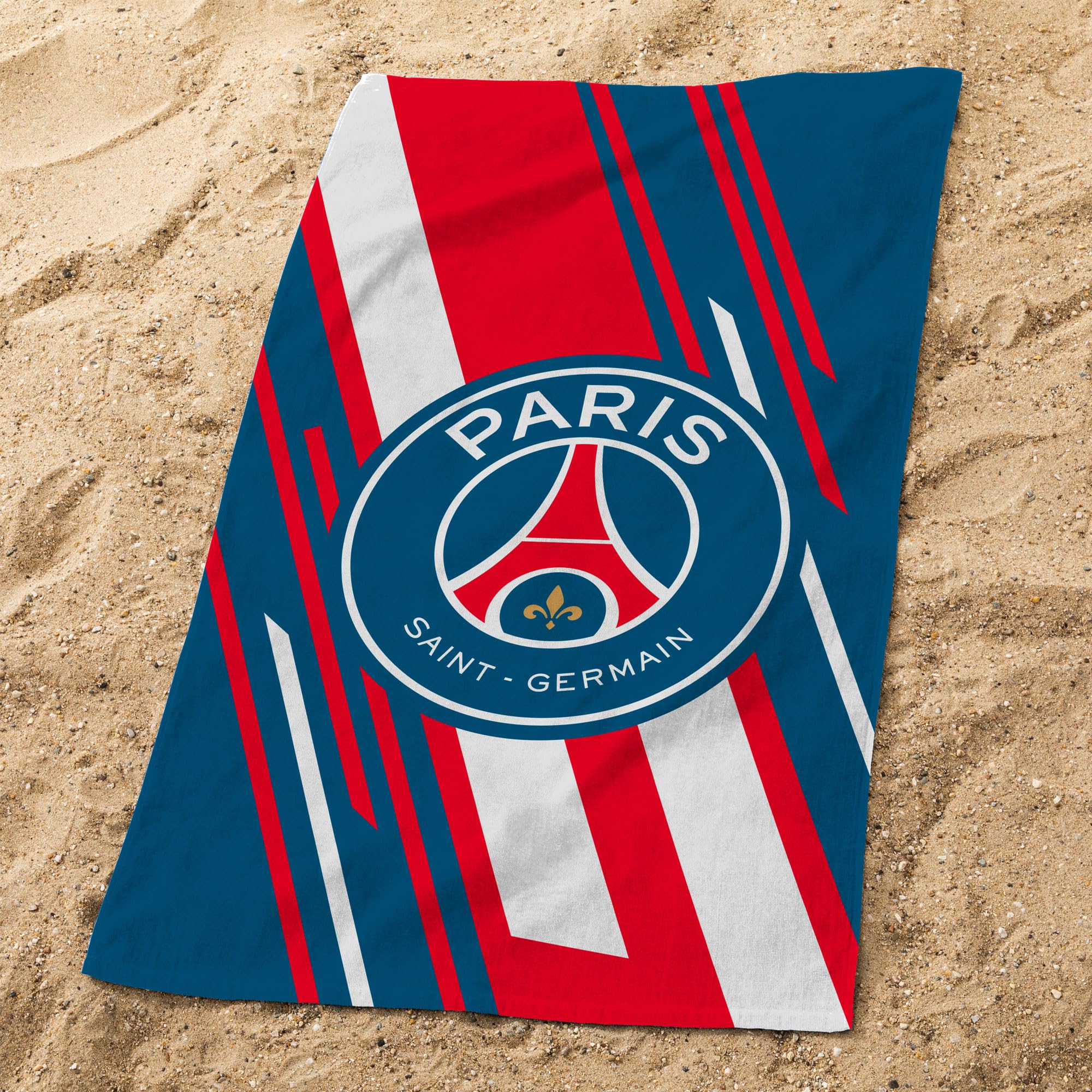 OMYDREAM PSG Diagonale - Telo da bagno | 100% cotone | Oeko-TEX | 75 x 150 cm | velluto ultra morbido | spiaggia e piscina (blu)