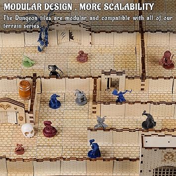 CZYY DND Dungeon Tiles, 28 Modular 1-Inch Grid Floor Pieces