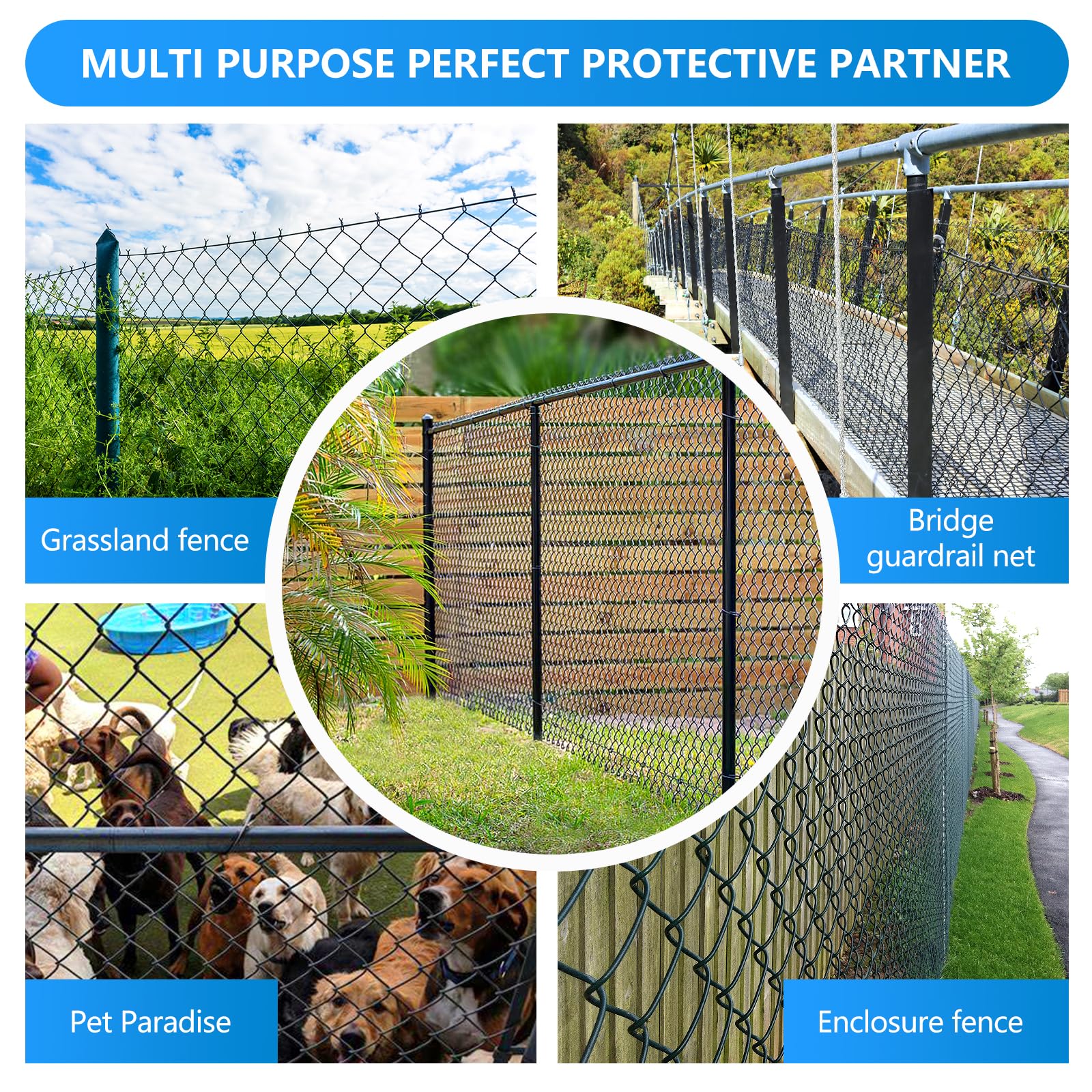 Amazon.com : Black Vinyl Coated Chain Link Fence Fabric, 2in 6ft X 50ft  Diamond Hole Wire Fence, Galvanized Fencing Wire Roll for Garden, Farm,  Chicken Coop, Pet Enclosure : Patio, Lawn &