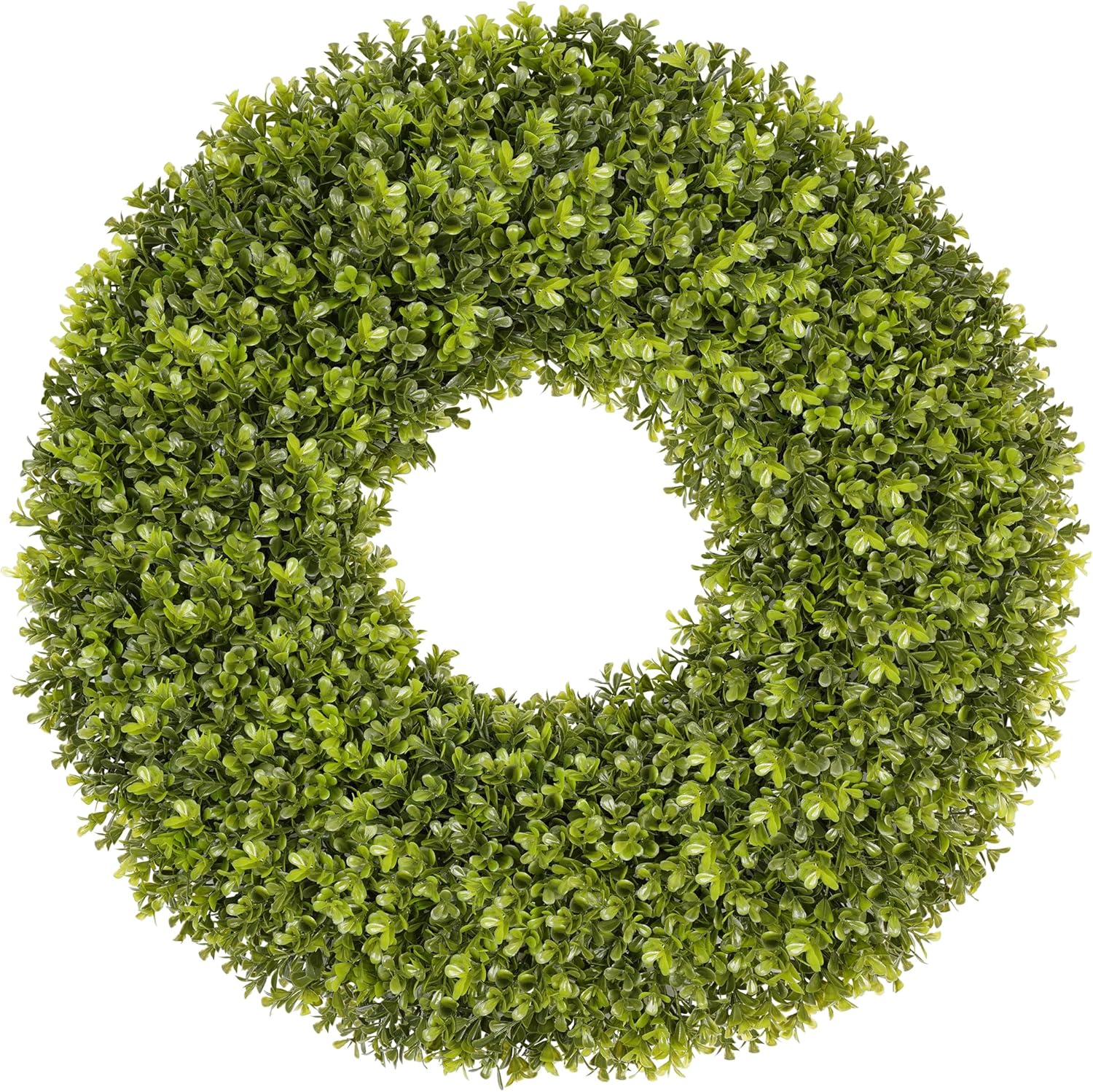 DDHS 24''Boxwood Wreaths for Front Door,Artificial Spring Wreaths for Farmhouse Wedding Green Year Round Indoor Outdoor for Fall Summer Christmas Wreath Home Decorations-Green