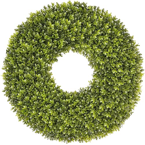 DDHS 23''Boxwood Wreaths for Front Door，Artificial Spring Wreaths for Farmhouse