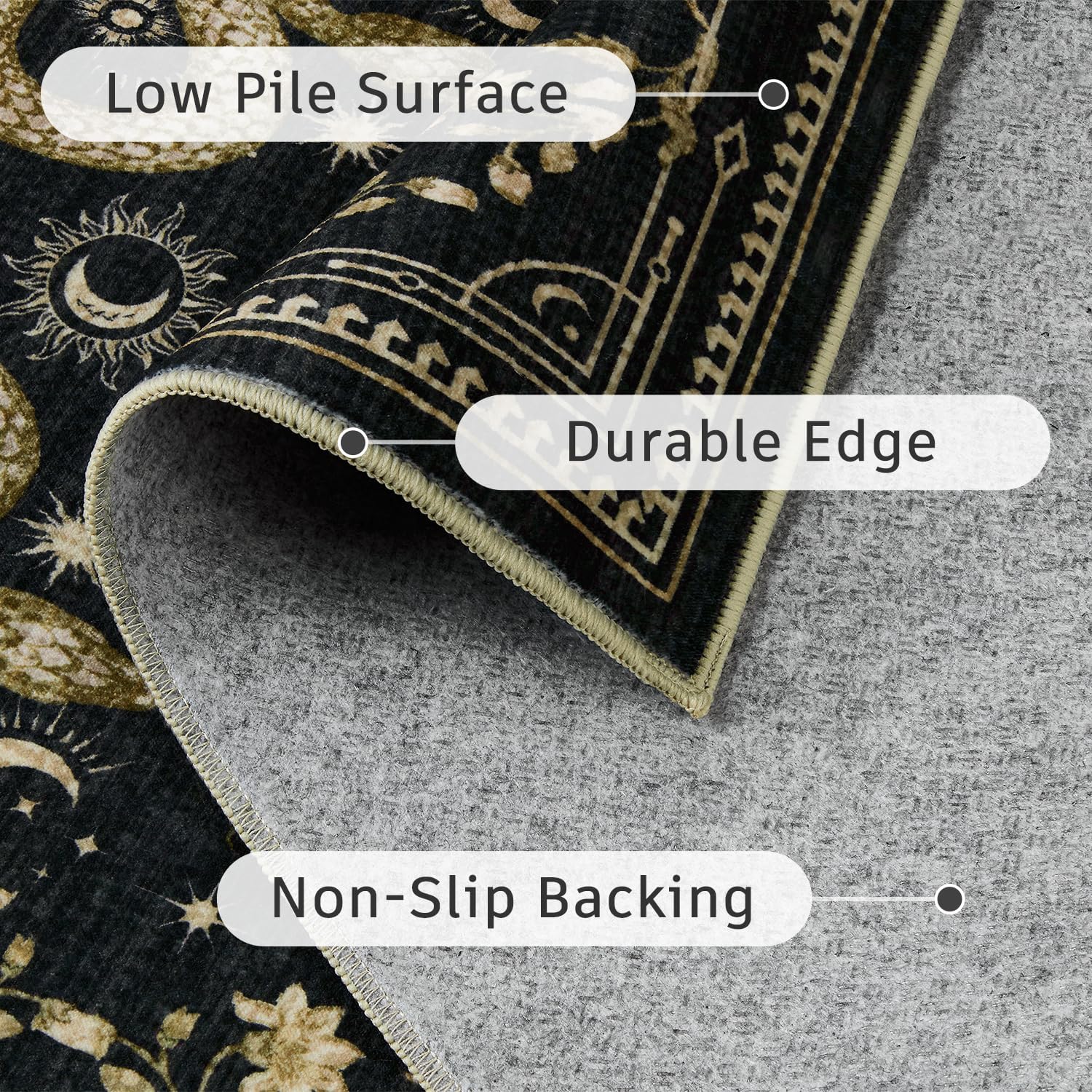 DCX Washable Snake Rug Bundle: 5x7 + 2x6 Runner + 2x3 Set