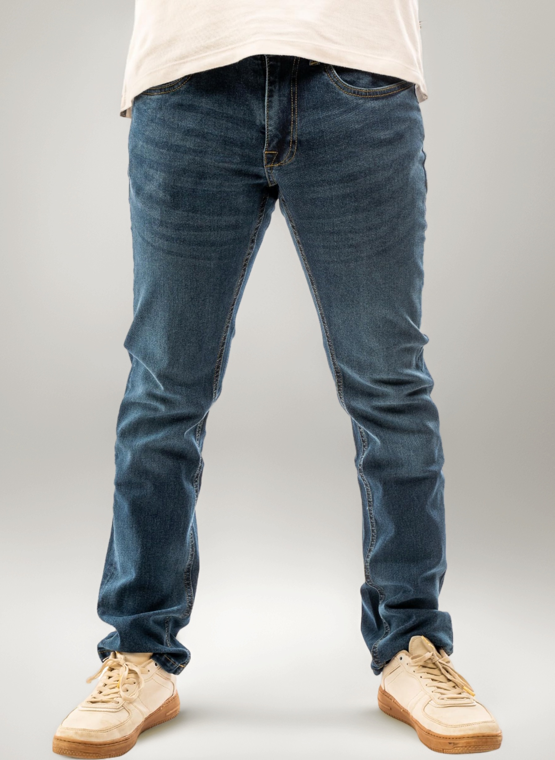 Vasego - Men's Denim Jeans Straight Fit - Classic Fit - Basic Denim Mens Jeans Trousers - Black & Blue - Work Clothing - Straight Cut