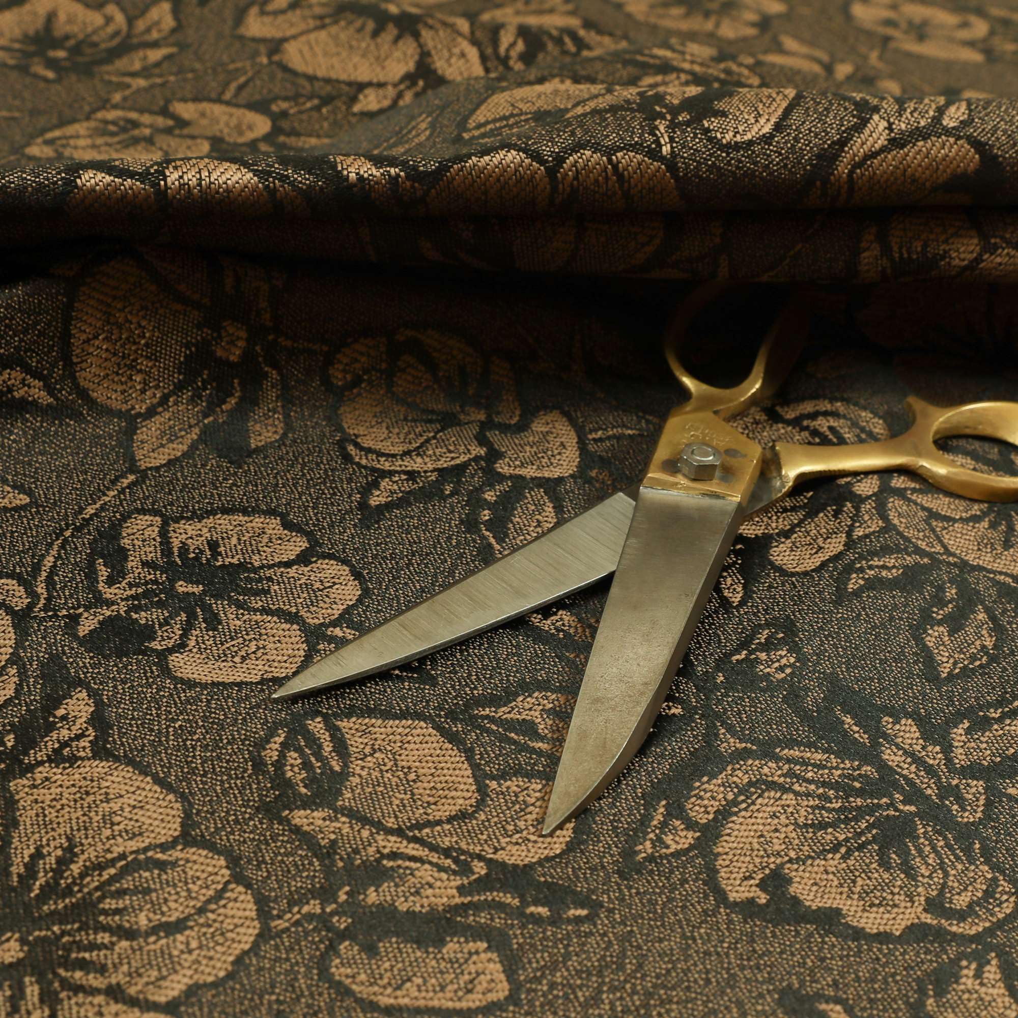 Redbrick Mill Fabrics Flame Retardant Floral Pattern Lightweight Chenille Brown Colour Upholstery Curtain Fabrics (1 Metre) โ image 1