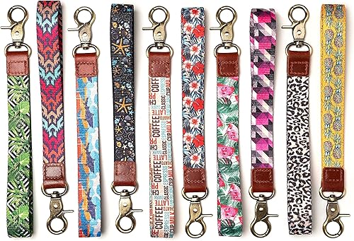 Vista 3 de Lindo llavero de muñeca con cordón de pulsera de cuero para mujer