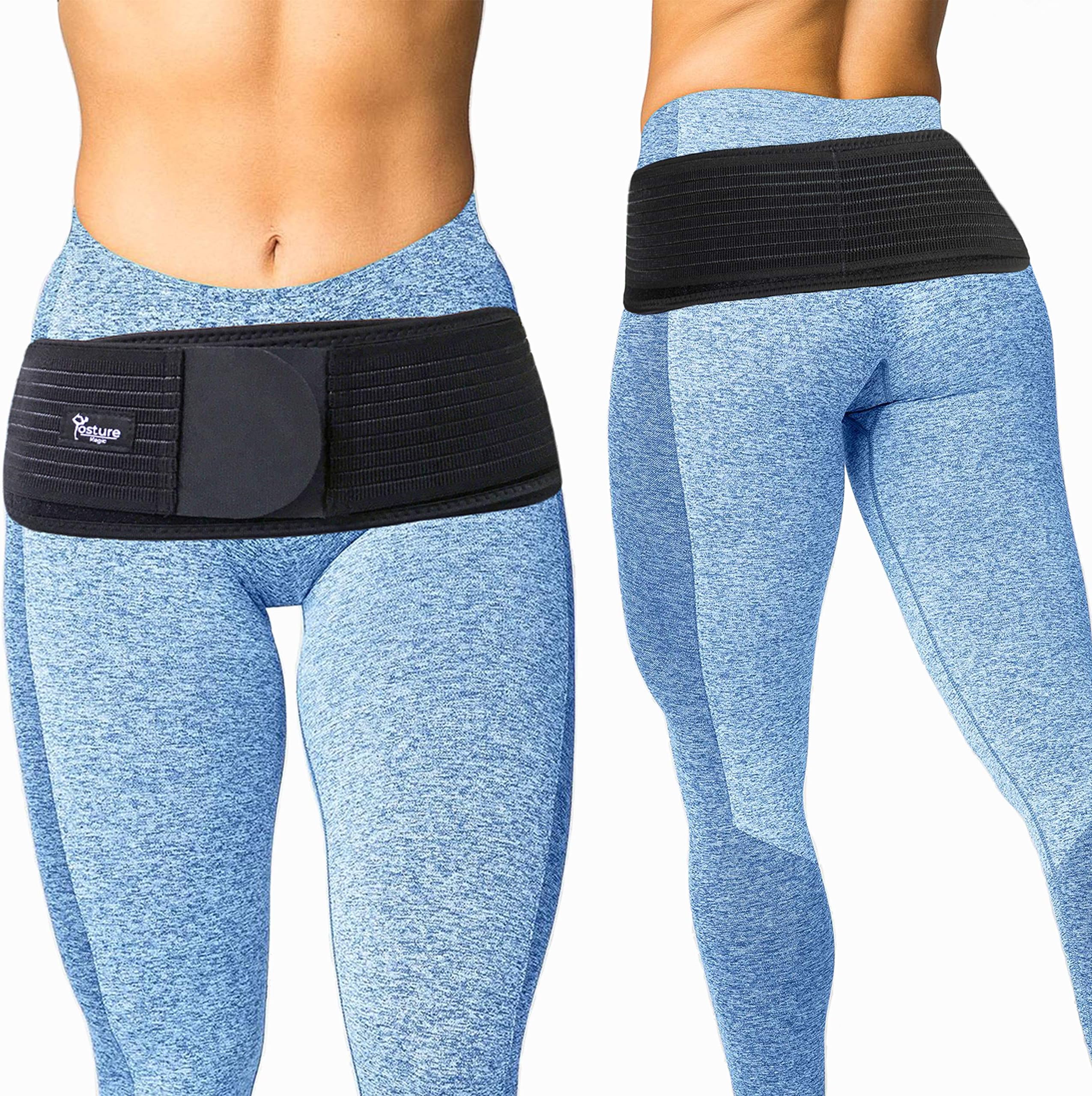 Posture Magic Sacroiliac SI Joint Support Belt for Women and Men - Reduce Sciatic, Pelvic, Lower Back and Leg Pain - Stabilize SI Joint (Regular (Hip Size 30-45"))