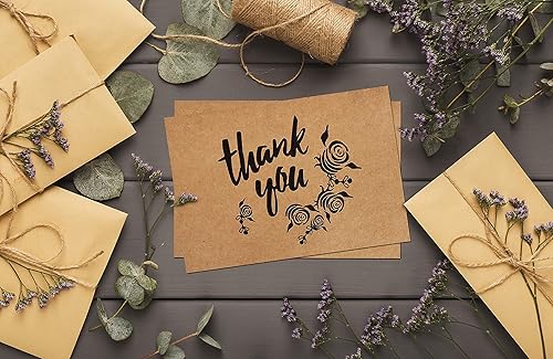 Miniatura 7 de Tarjetas de agradecimiento con sobres, 160 juegos de tarjetas de agradecimiento de papel kraft de alta calidad a granel, notas TY con 8 diseños