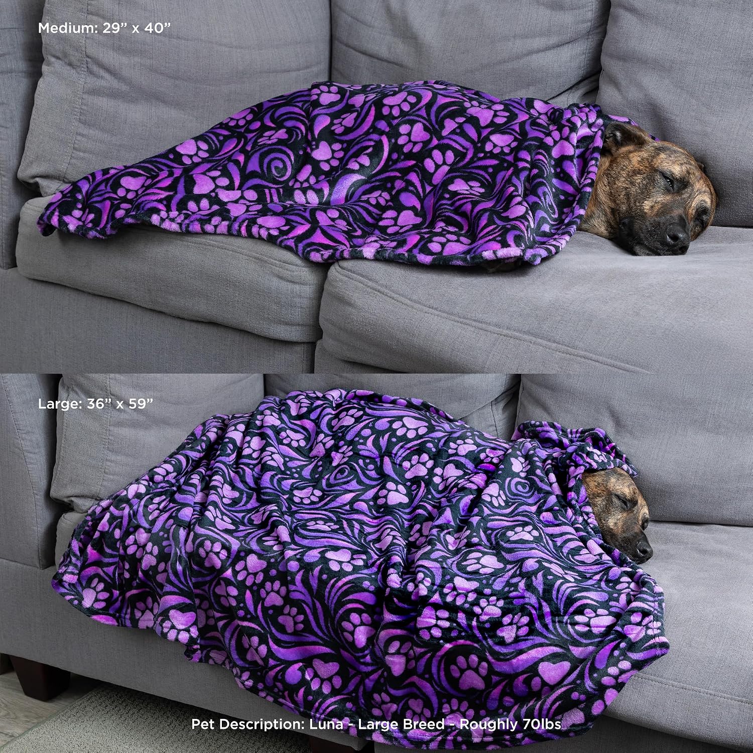 Pet Dog Cat Blanket Ultra Soft Cozy Fleece Paw Print Design Machine Washable Durable for Crates Beds Sofas Travel (Winter Paw Plaid, Large) image 3