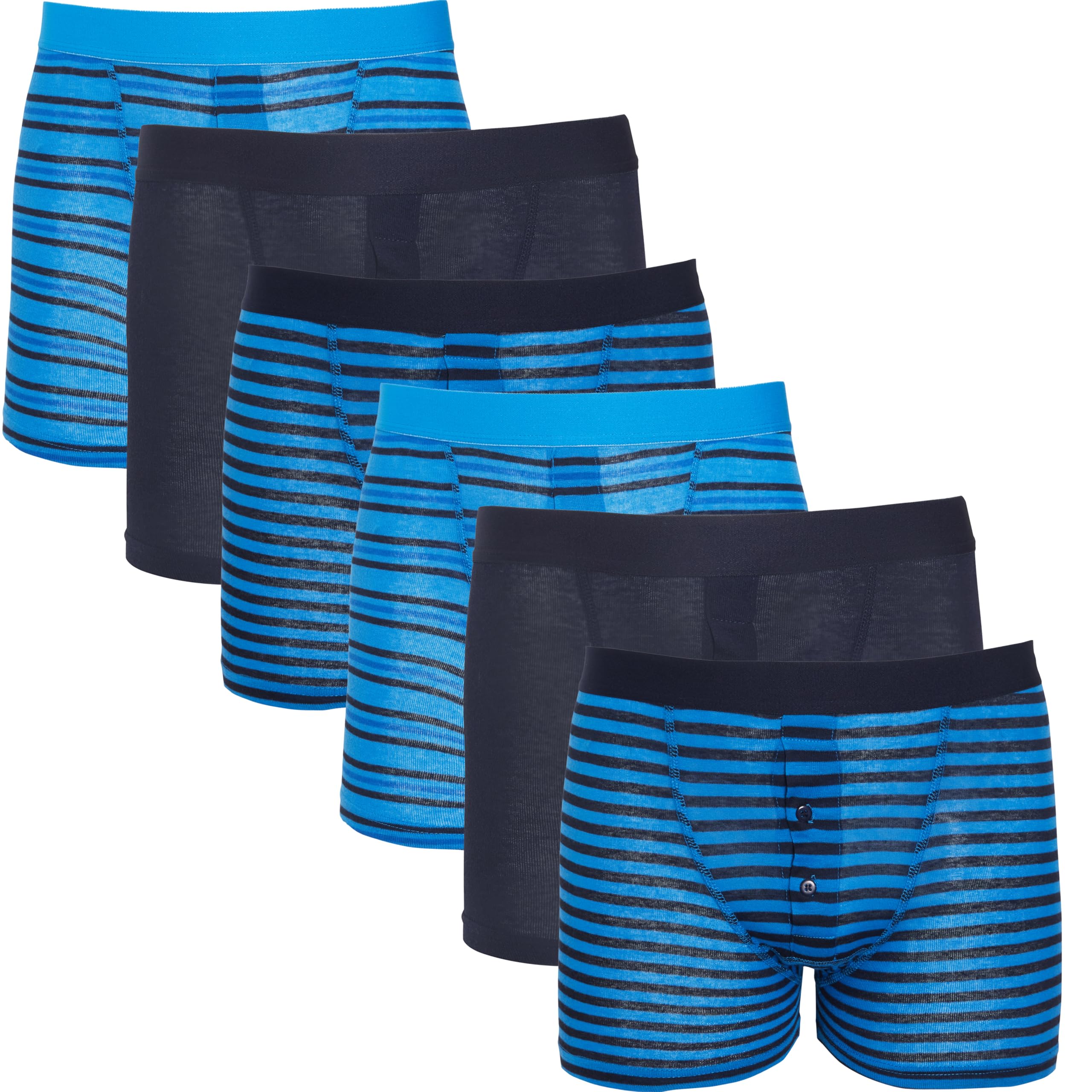 Sock Stack Men's Blue Stripe Boxer Short Striped Boxers Cotton Stretch Boxershorts Underwear For 6 Pairs, -Xx Large Mb010