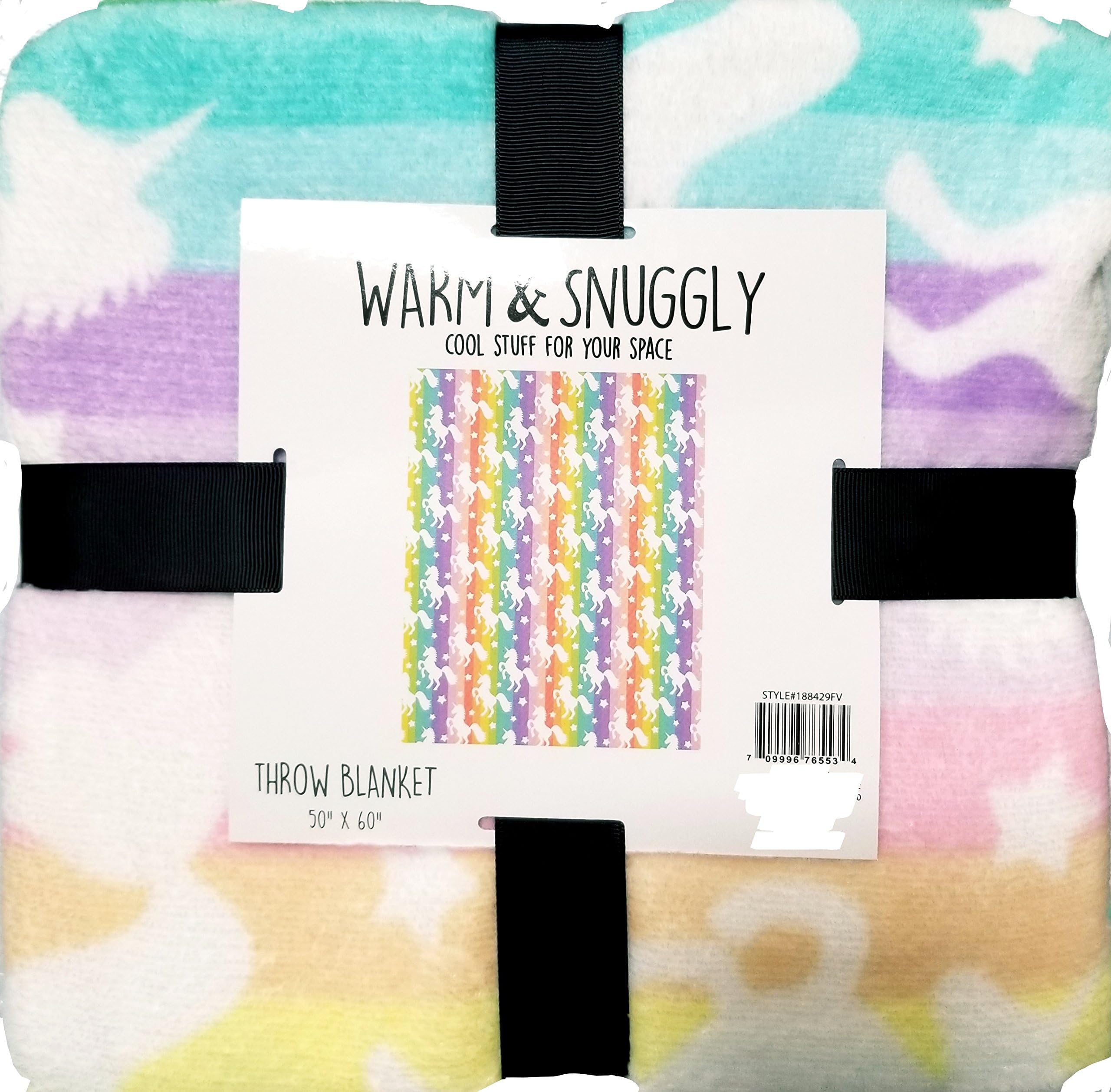 Warm & Snuggly Unicorns Icons Throw or Bedding Blanket with Unicorn Print on Pastel colors Super soft and cute Blankets