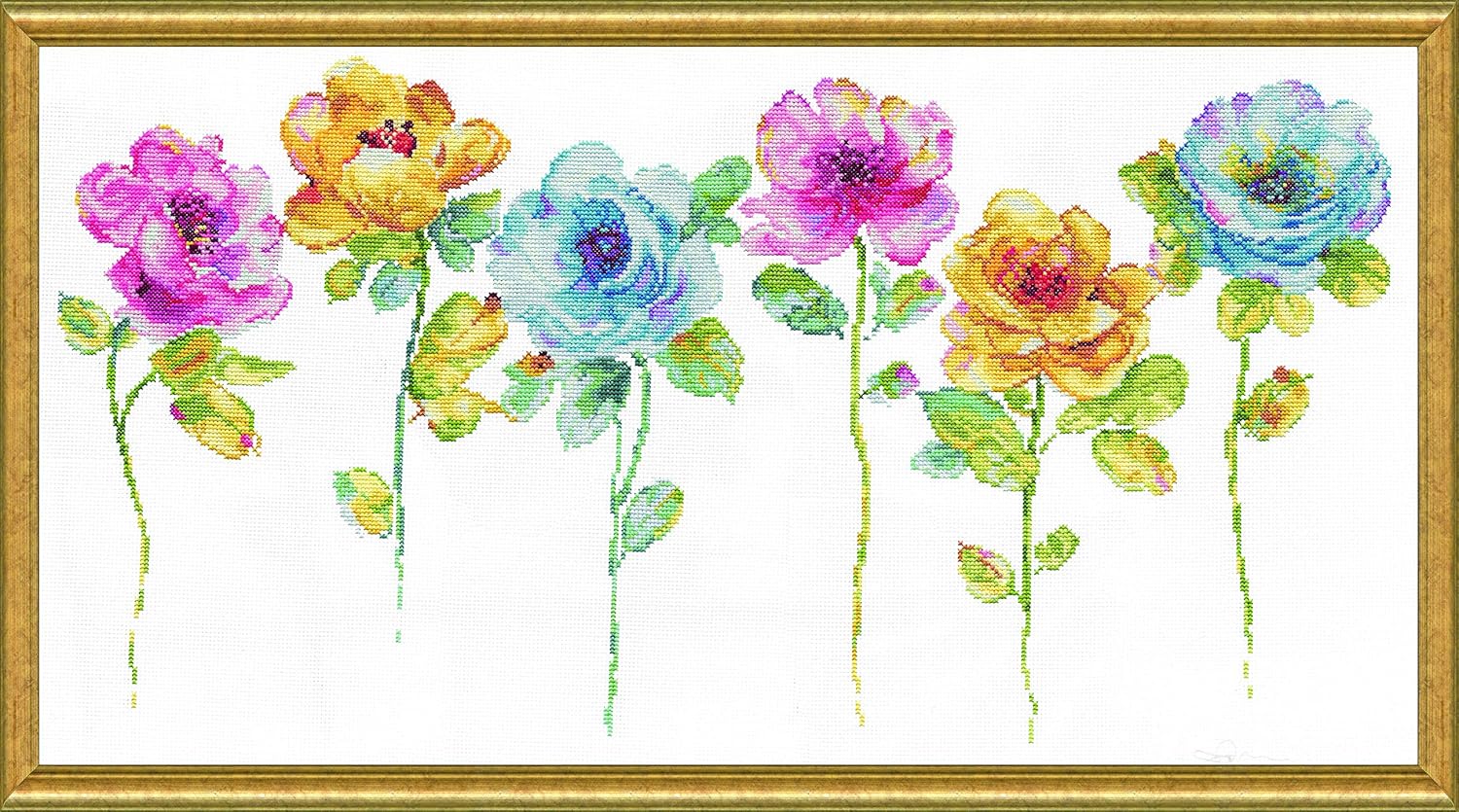 Watercolor Floral Row