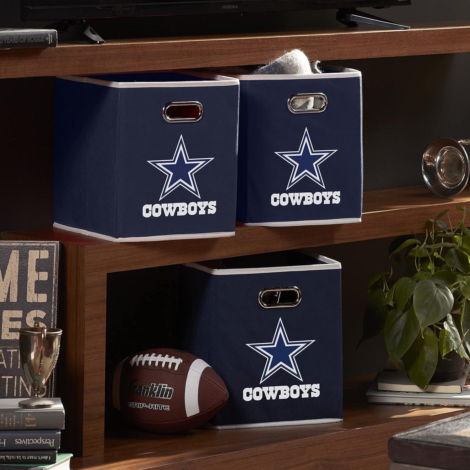 Franklin Sports NFL Storage Bins - Collapsible Cube Container + Basket - NFL Office, Bedroom + Living Room - 11"x11"
