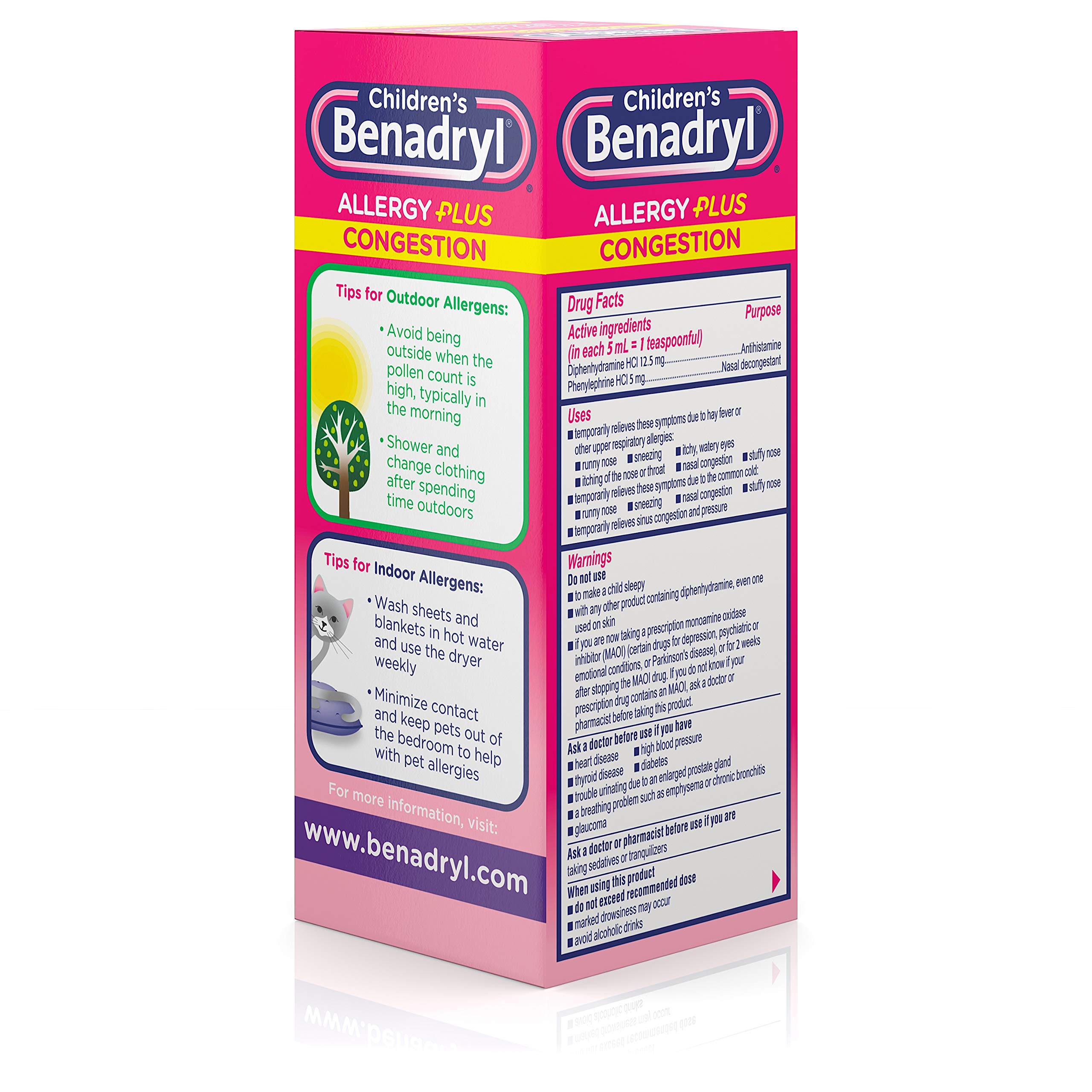 Buy Benadryl Children's Allergy Plus Congestion Liquid, Grape Flavor
