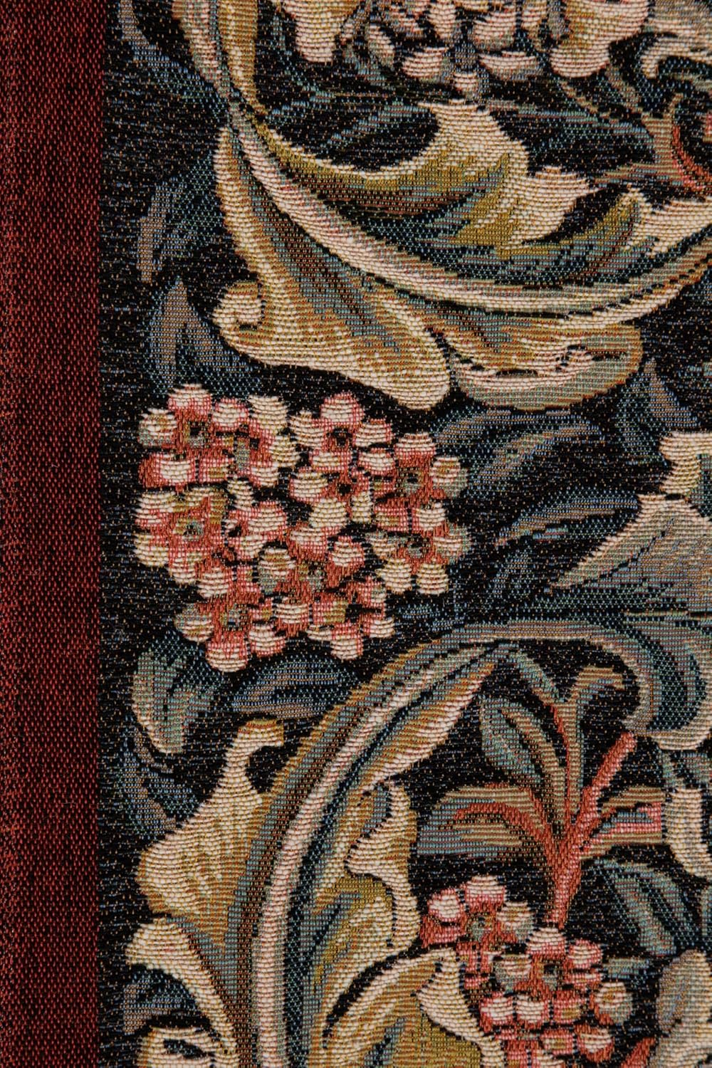 William Morris Red Large French Tapestry Table Runner | Luxury Style Table Runner for Dining Room | 14 in. x 71 in. Cotton by Charlotte Home Furnishings