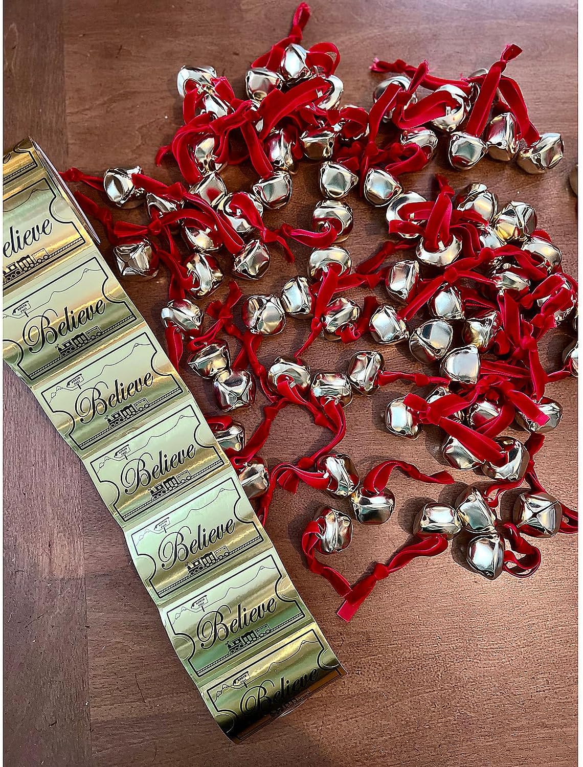 Gold Foil Believe Ticket Sticker Rolls - Jumbo 100 Sticker Roll - Christmas Supplies for Kids