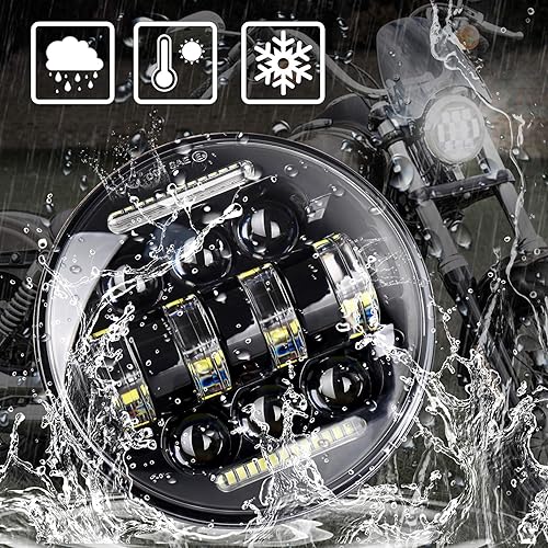 Miniatura 5 de Faro LED de 5.75 pulgadas 5 34 pulgadas con halo blanco DRL 66W motocicleta reemplazo de faros delanteros para Harley Davidson Dyna Sportster Iron