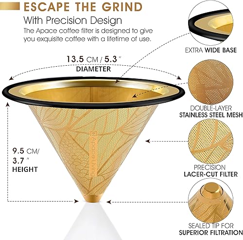 Miniatura 6 de Oro - Patrón de filtro de café #2 + cuchara de café (1 cucharada)