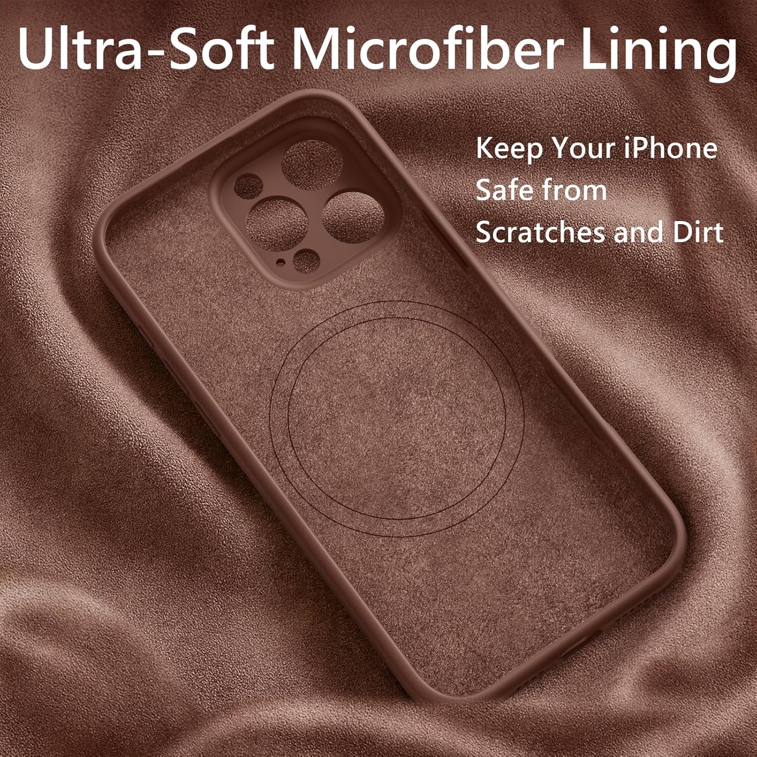 FlyReal Magnetic for iPhone 16 Pro Max Case, Compatible with MagSafe, (Integrated Silicone Camera Control Button & Camera Protection) +Screen Protectors, Microfiber Lining Case 6.9", Light Brown - Image 9