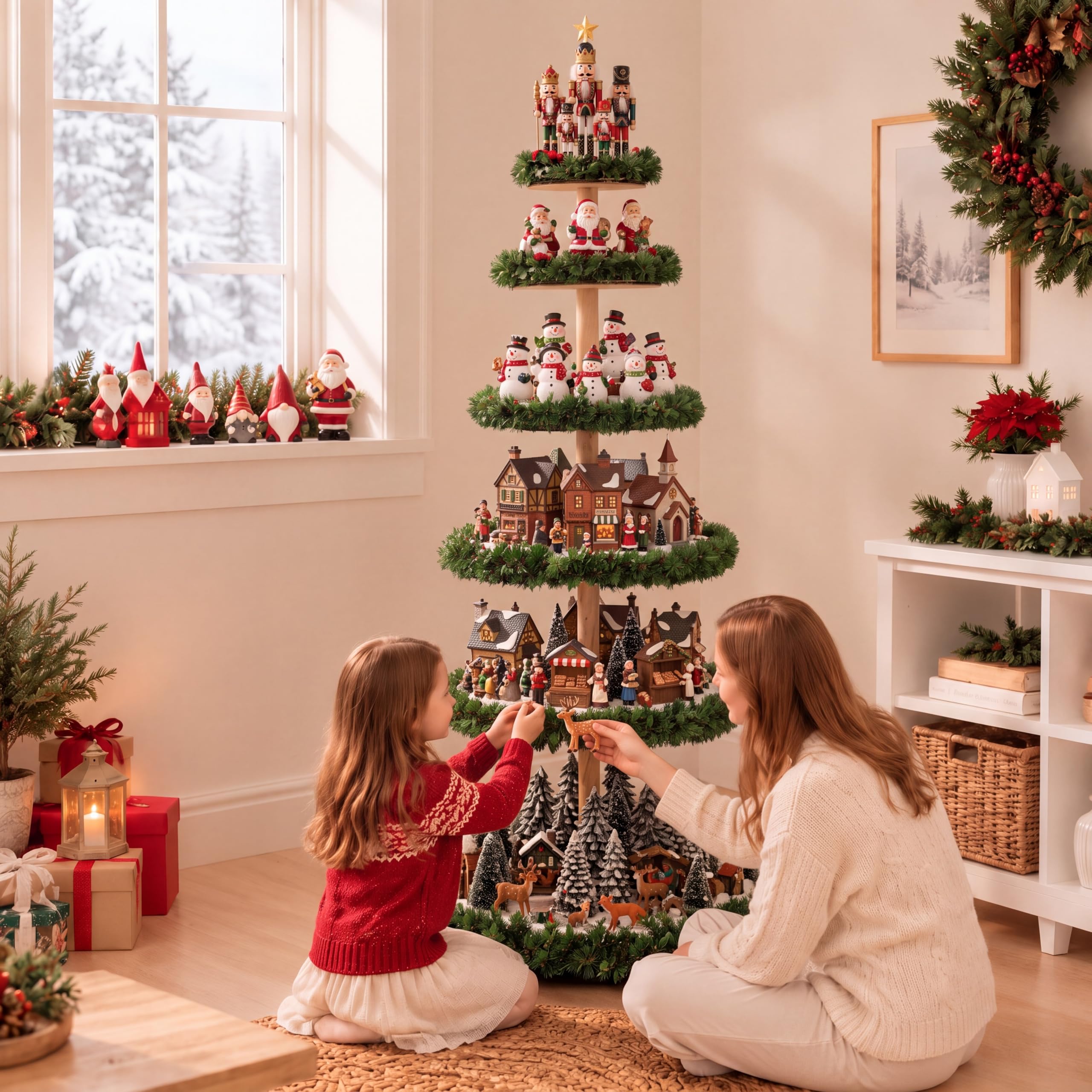 Amazon.co.jp: Barydat クリスマスツリー ビレッジ クリスマス 本棚