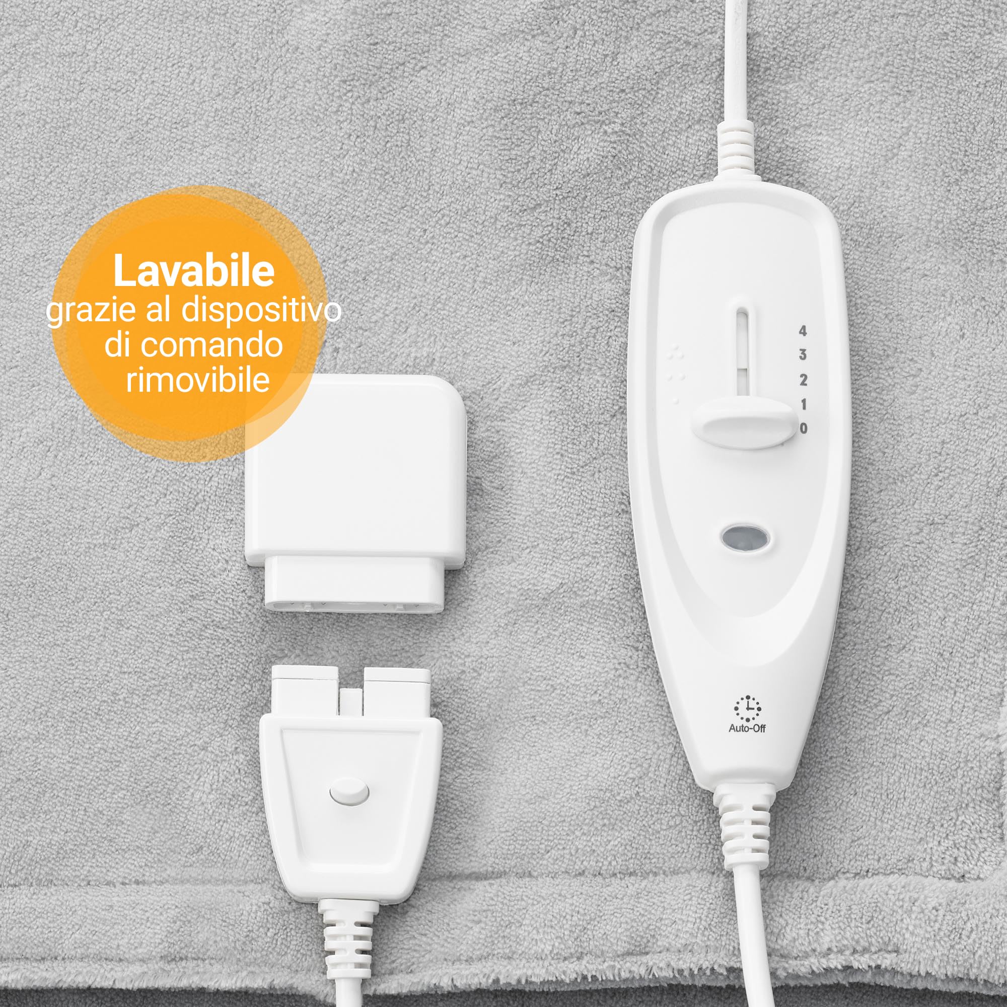 medisana Coperta elettrica HB 675 Cuddly XXL, lavabile, morbida coperta con spegnimento automatico, 4 livelli di temperatura, 200 x 150 cm, look reversibile a 2 colori, grigio/grigio scuro, 1 pezzo
