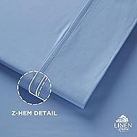 Vista 3 de Sábanas de 100% algodón percal, tamaño matrimonial, 1 sábana encimera, ropa de cama fresca, resistente y transpirable, celeste