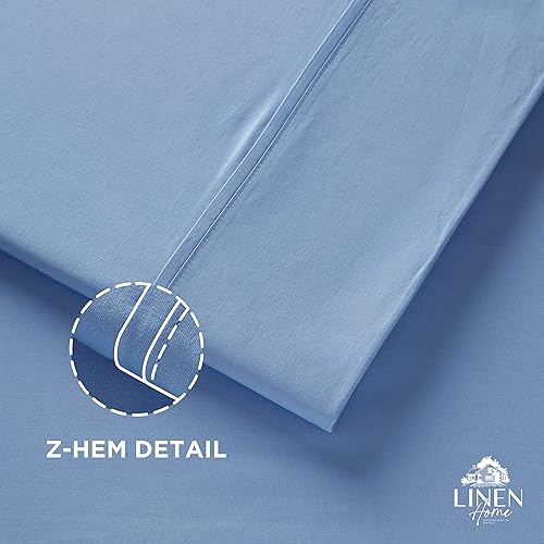 Miniatura 3 de Sábanas de 100% algodón percal, tamaño matrimonial, 1sábana encimera, ropa de cama fresca, resistente y transpirable, azul marino