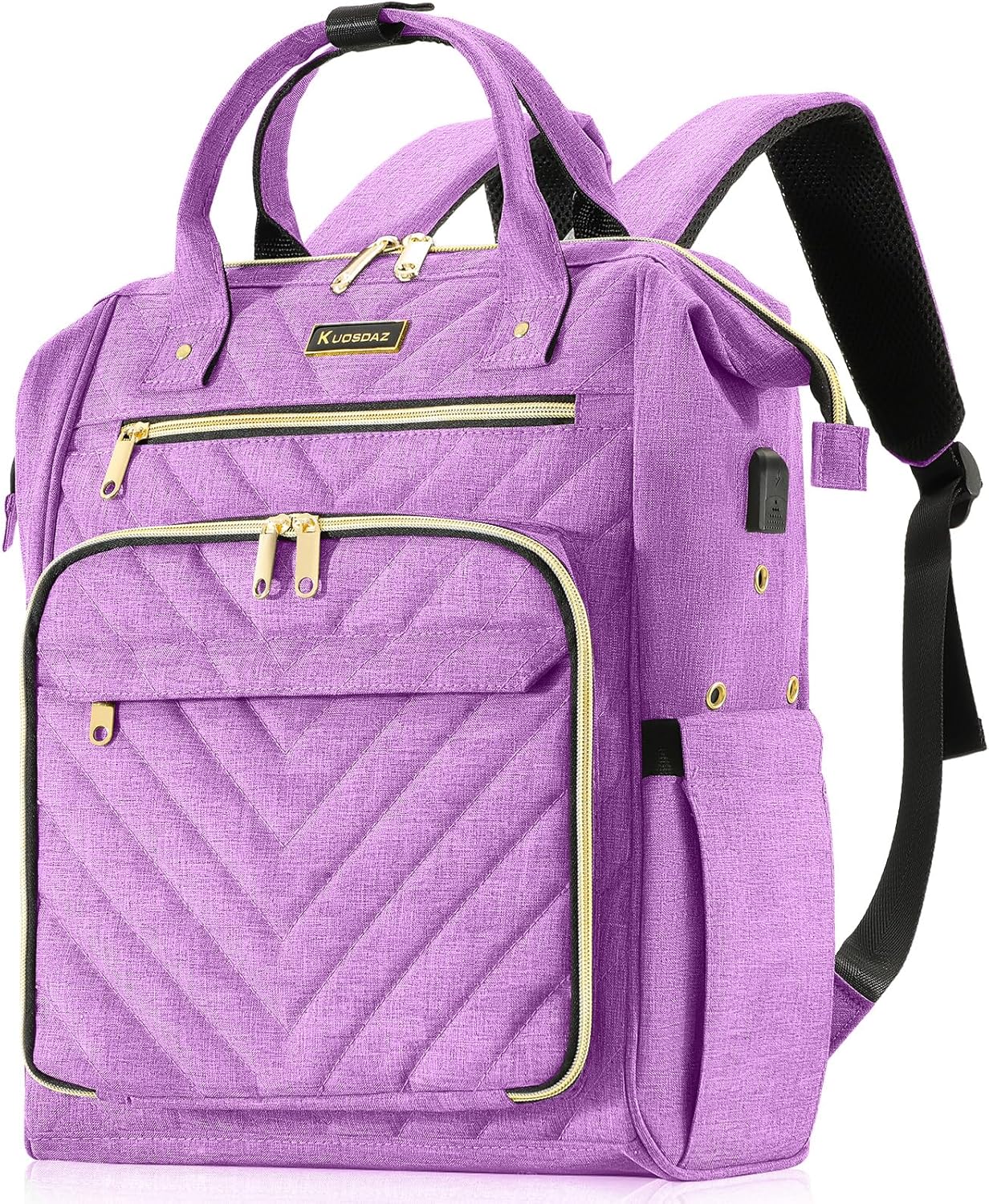 Knitting Bag Backpack, Crochet Bag Tote, Yarn Organizer with USB Charging Port, Christmas Gifts Large Travel Knit Storage Tote for Crochet Hooks, Knitting Needles, Yarn Supplies, Purple