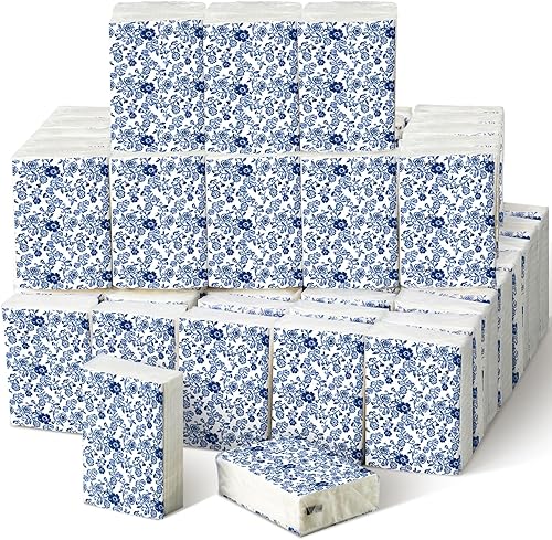 Zonon Paquete de 100 pañuelos de bolsillo florales de 3 capas, mini pañuelos faciales de viaje, papel a granel, pañuelos individuales para bodas, disponible en Yaxa Venezuela