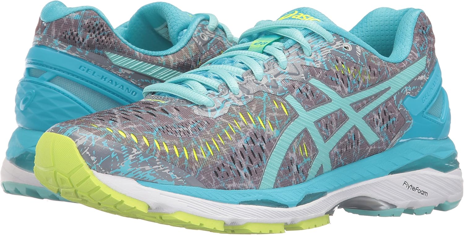 ASICS Women's Gel-Kayano 23 Running Shoes 5 Shark/Aruba Blue/Aquarium