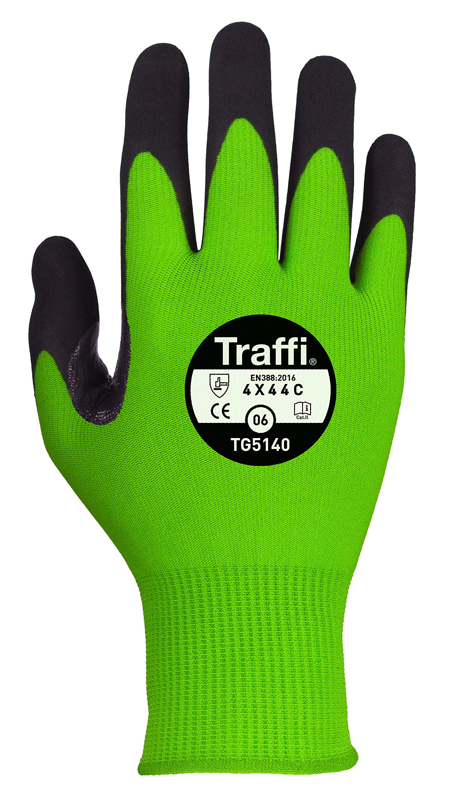 Traffi TG5140 Microdex Nitrile C Safe To Go Glove, Cut Level 5, Green, 8 Size, Pair, Pack of 10