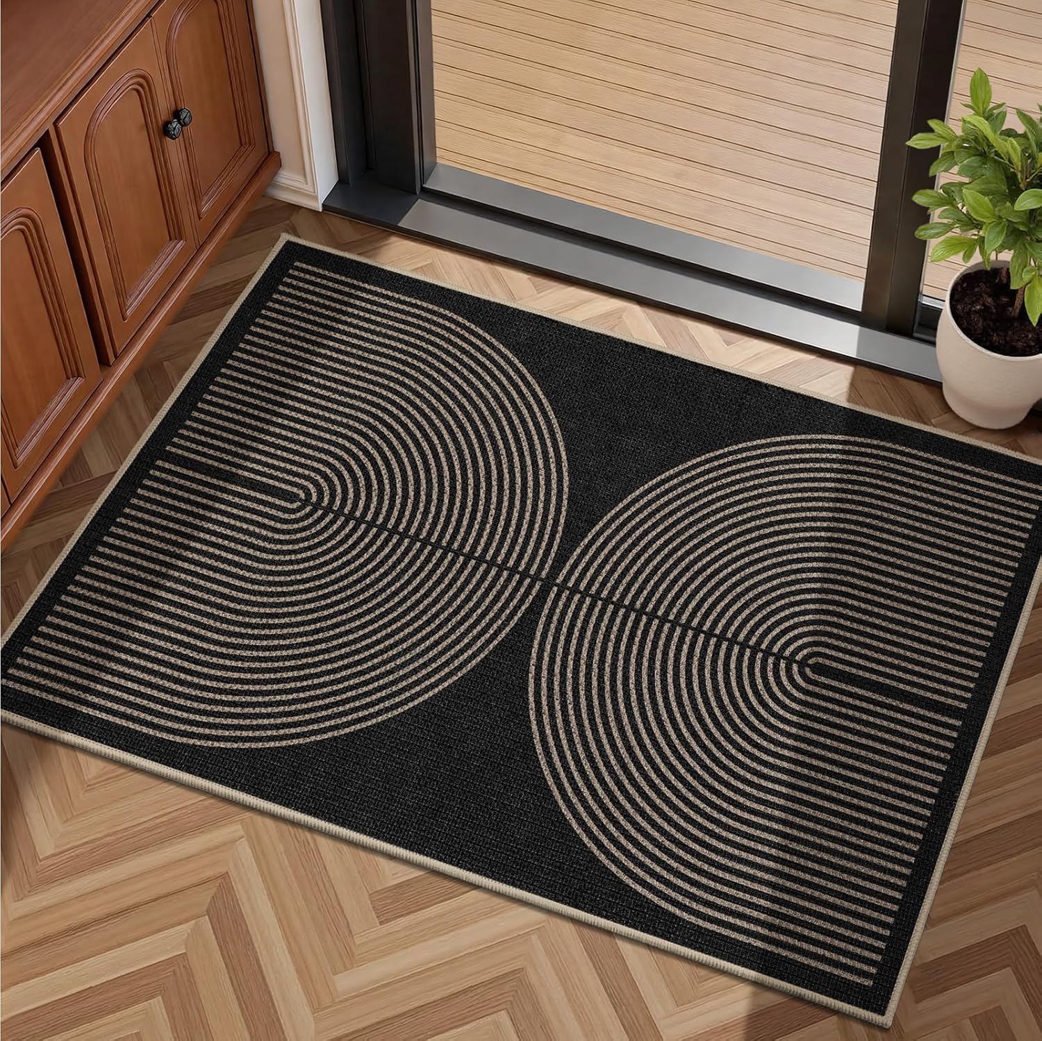 EDIMENS Rainbow Easy Jute Rug Entryway Rug, 2x3 Front Door Mat Small Entryway Non-Slip Washable Area Rug, Farmhouse Low Pile Indoor Outdoor Door Mat for Entrance Entry Porch Doorway