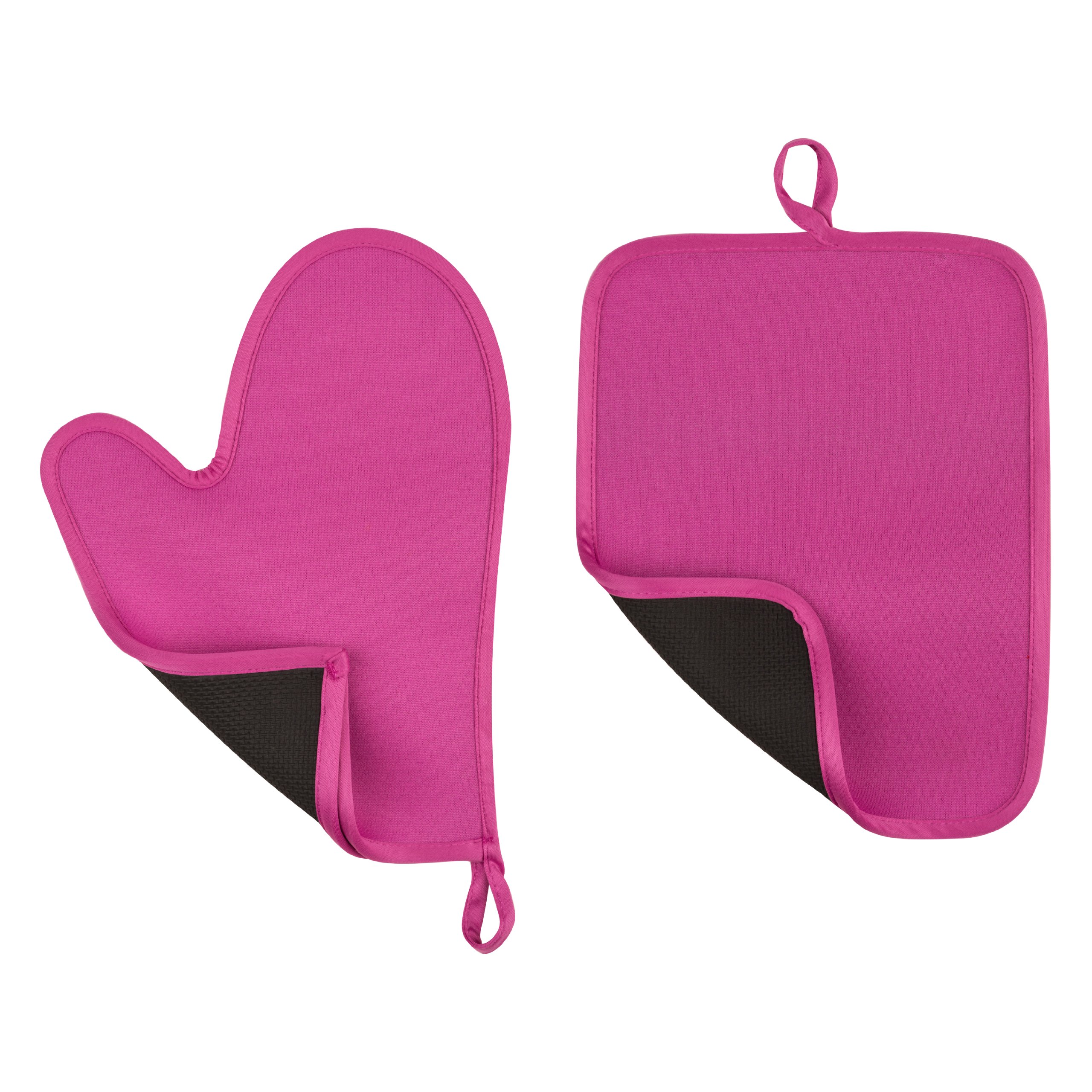 Orsina Pink Hot Neoprene Oven Glove And Pot Holder Set
