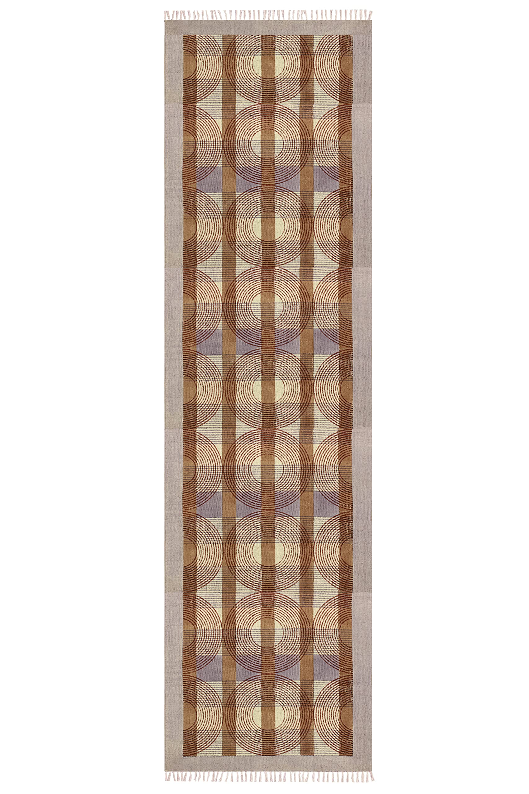 Tapis de cuisine et chambre violet motif géométrique en coton 0,9 x 3 m