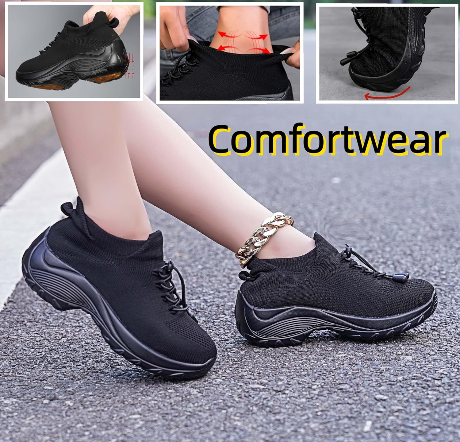 Non Slip Work Shoes Women, Orthopedic Comfort Shoes for Women Nurse Slip on Breathable Casual Sneakers - Image 5