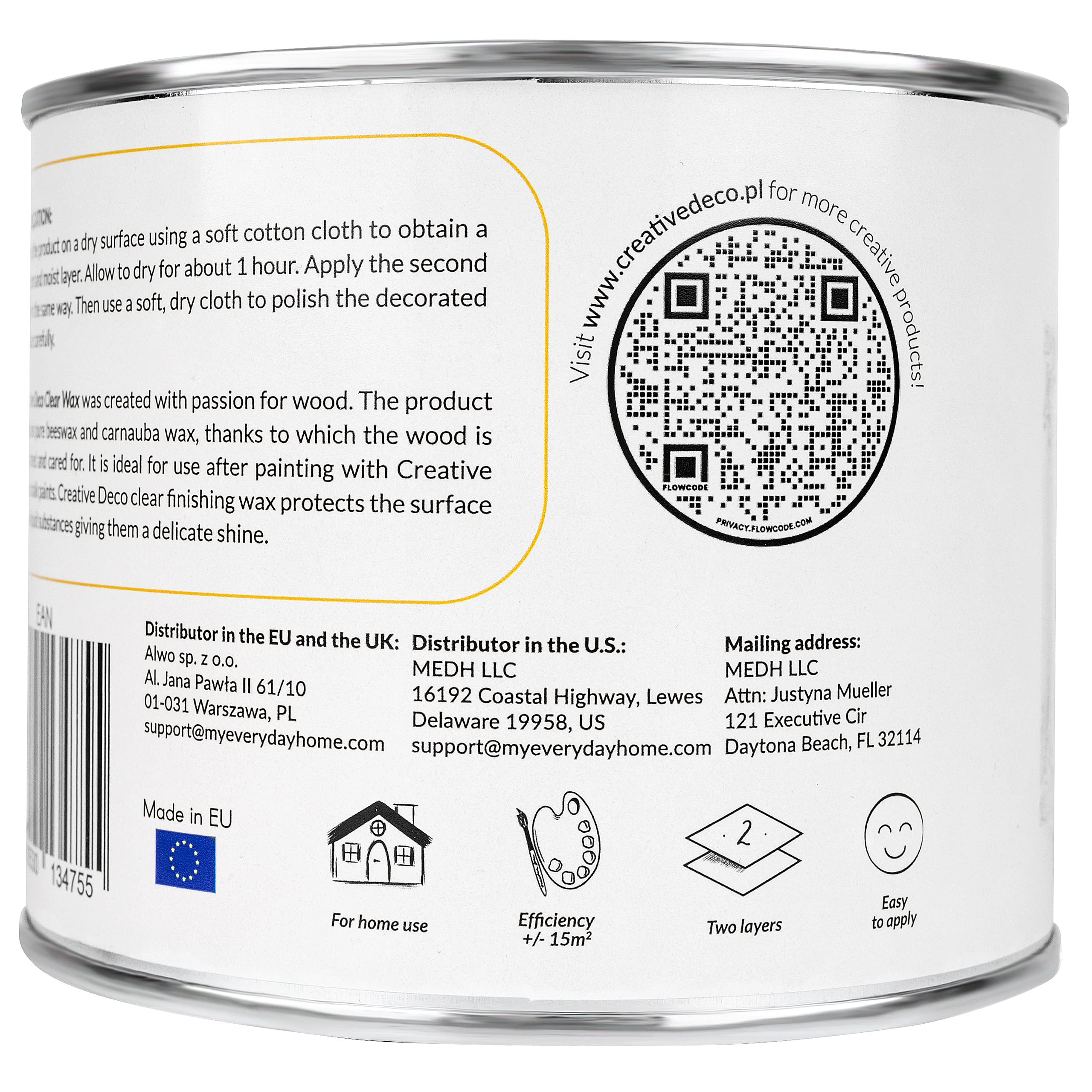 Creative Deco Cire de Finition Incolore | 500 ML | Vernis Transparent Clair | Léger Brillant | Protection des Meuble, Surface, Bois, Parquet | Rénovation et Restauration