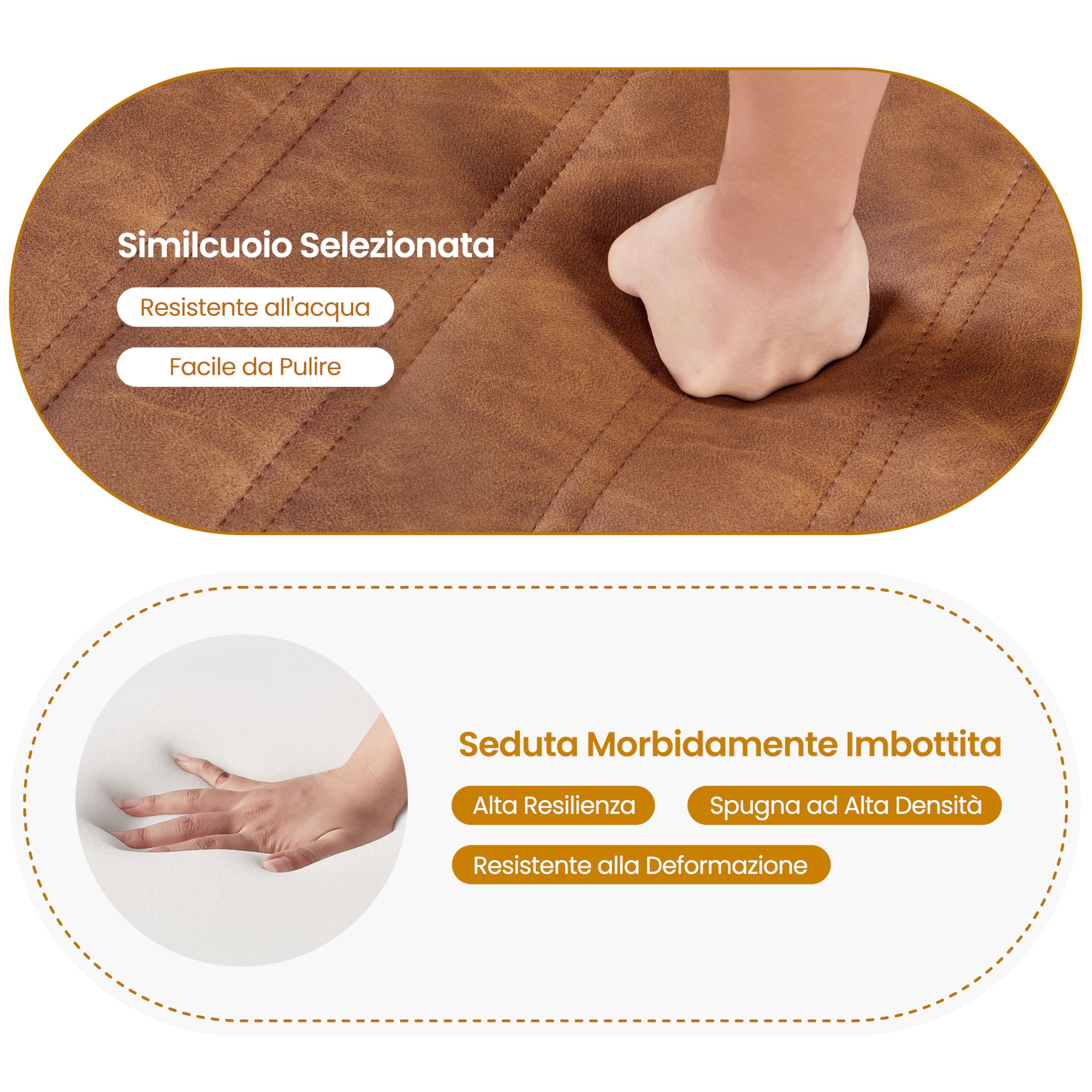Yaheetech Set 2 Sedie Sala da Pranzo Moderne Imbottite in Ecopelle Eleganti con Schienale Ergonomico Gambe Telaio in Metallo Portata 136 kg Marrone Retro