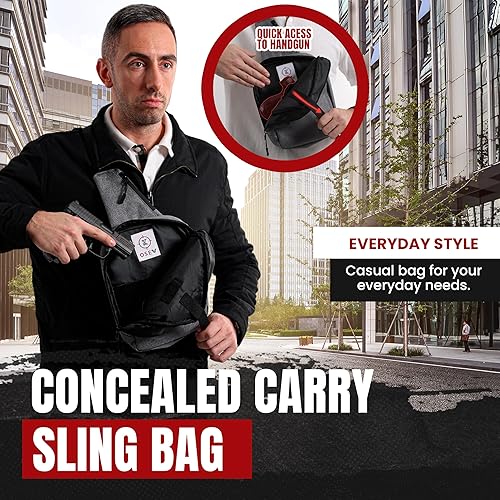 Miniatura 5 de OSEV Bolsa de transporte oculta para hombres, bolsa EDC táctica para hombres, mochila para armas, bolsas para pistolas CCW, mochila de transporte