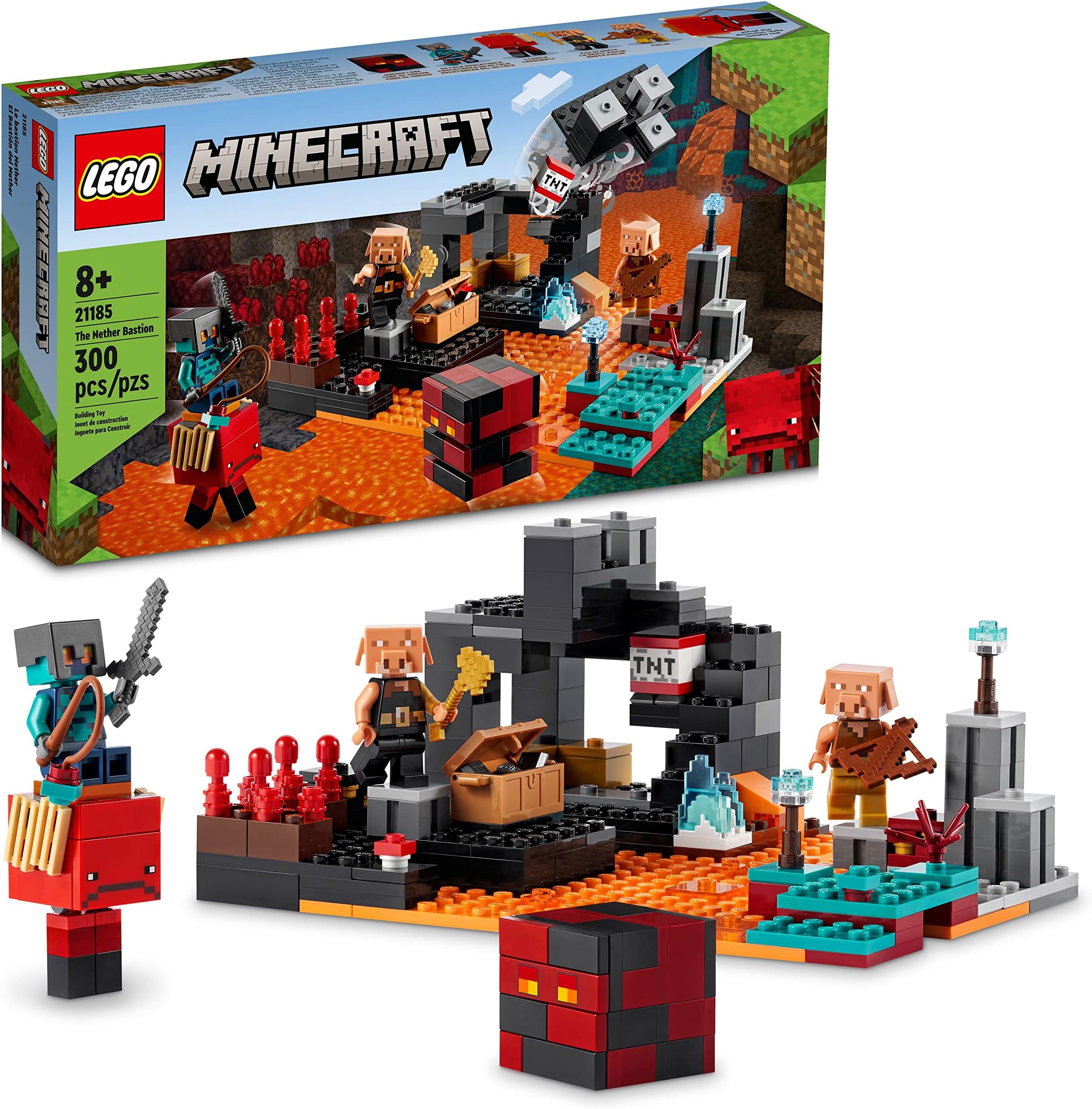Minecraft The Nether Bastion 21185 Building Toy Set for Kids, Boys, and Girls Ages 8+; Includes 2 Zombies and a Zombie Hunter; Fun Gaming Gift (300 Pieces)