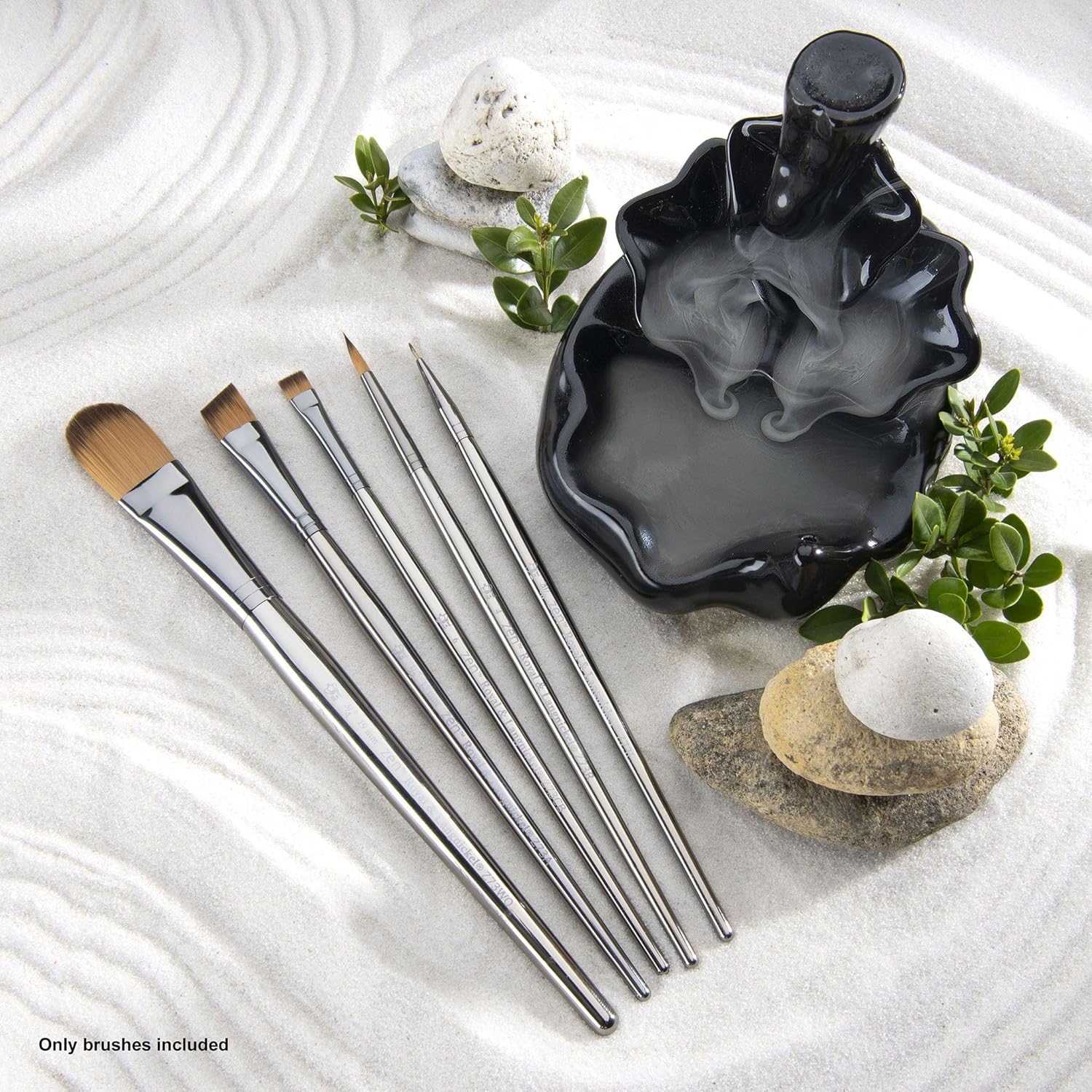 Royal & Langnickel Zen 5pc Standard Handle Brush Set, Includes - Oval Wash, Angular, Round, Chisel & Liner Brushes - Image 5