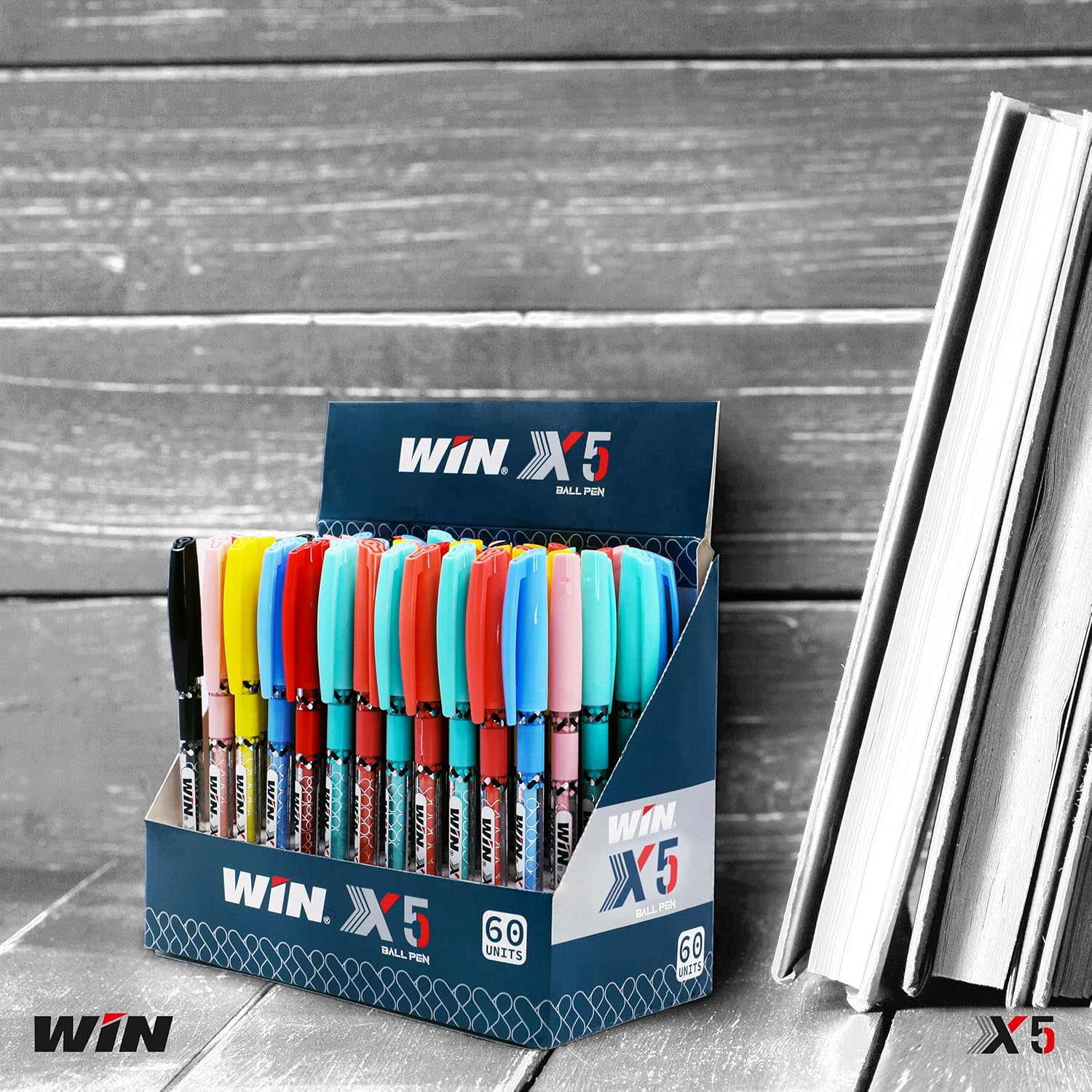 Win X5 Ball Pens Set | 60 Pens (50 Blue Ink, 8 Black Ink & 2 Red Ink) | 0.7mm Tip | Smooth Flow of Ink | Comfortable Grip | Pens for Writing | Gifts for Kids | Perfect for Students | Office Stationery